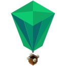 A picture of a green object with a brown object in the middle of it