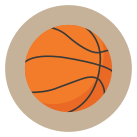 A basketball ball in a white circle