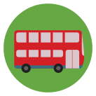 A red double decker bus sitting on top of a green field