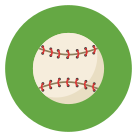 A baseball on a green circle with a white background