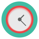 Eine Uhr mit einem grünen und roten Kreis um sie herum