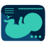 Ein flaches Symbol eines Babys in einer Windel