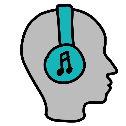 Ein Kopf mit einer Musiknote darauf