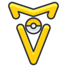 Eine gelbe stilisierte M-Form mit einem kreisförmigen Symbol in der Mitte