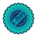 Un badge blu con la parola x