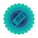 Ein blau-grünes Logo mit dem Wort xama darauf