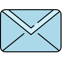 A blue envelope with a white background