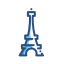 The eiffel tower in blue and white