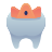 A tooth with an orange crown on top of it