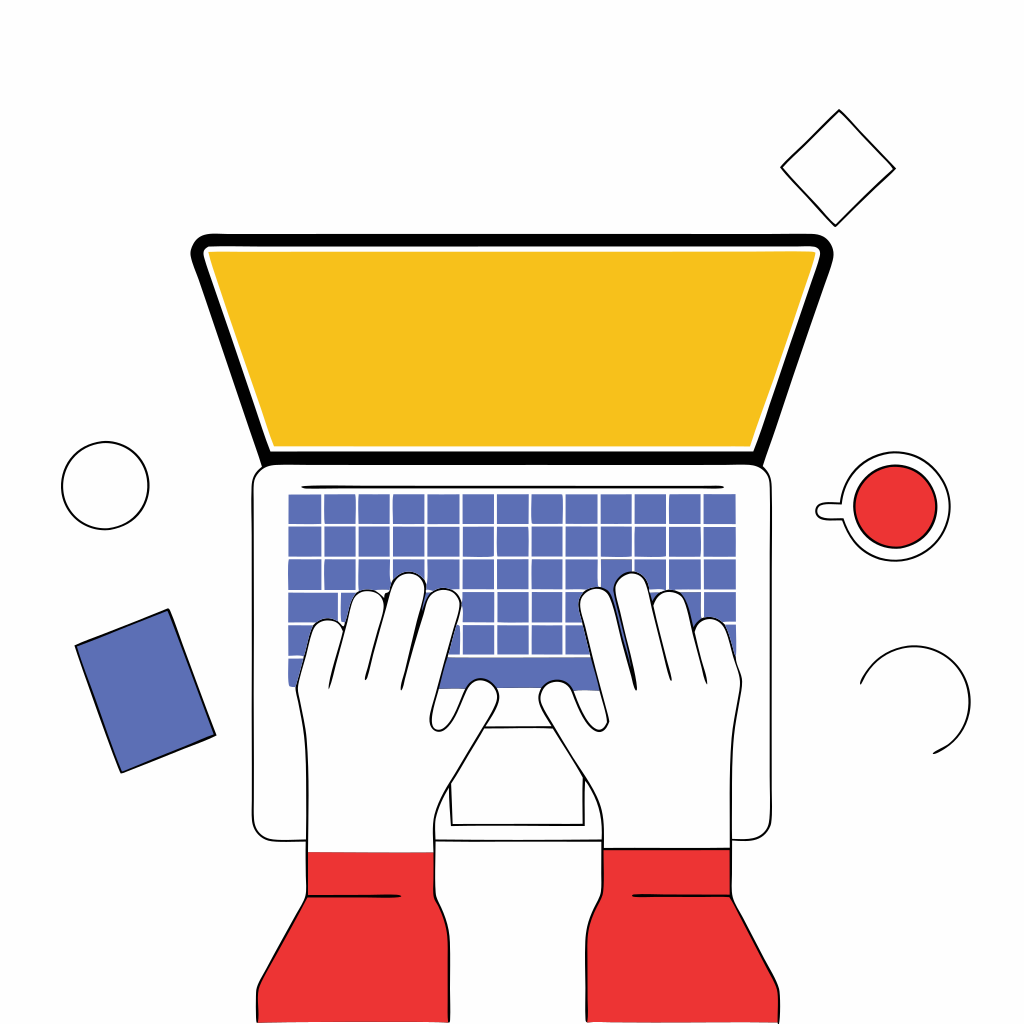 Uma pessoa digitando em um laptop com as mãos