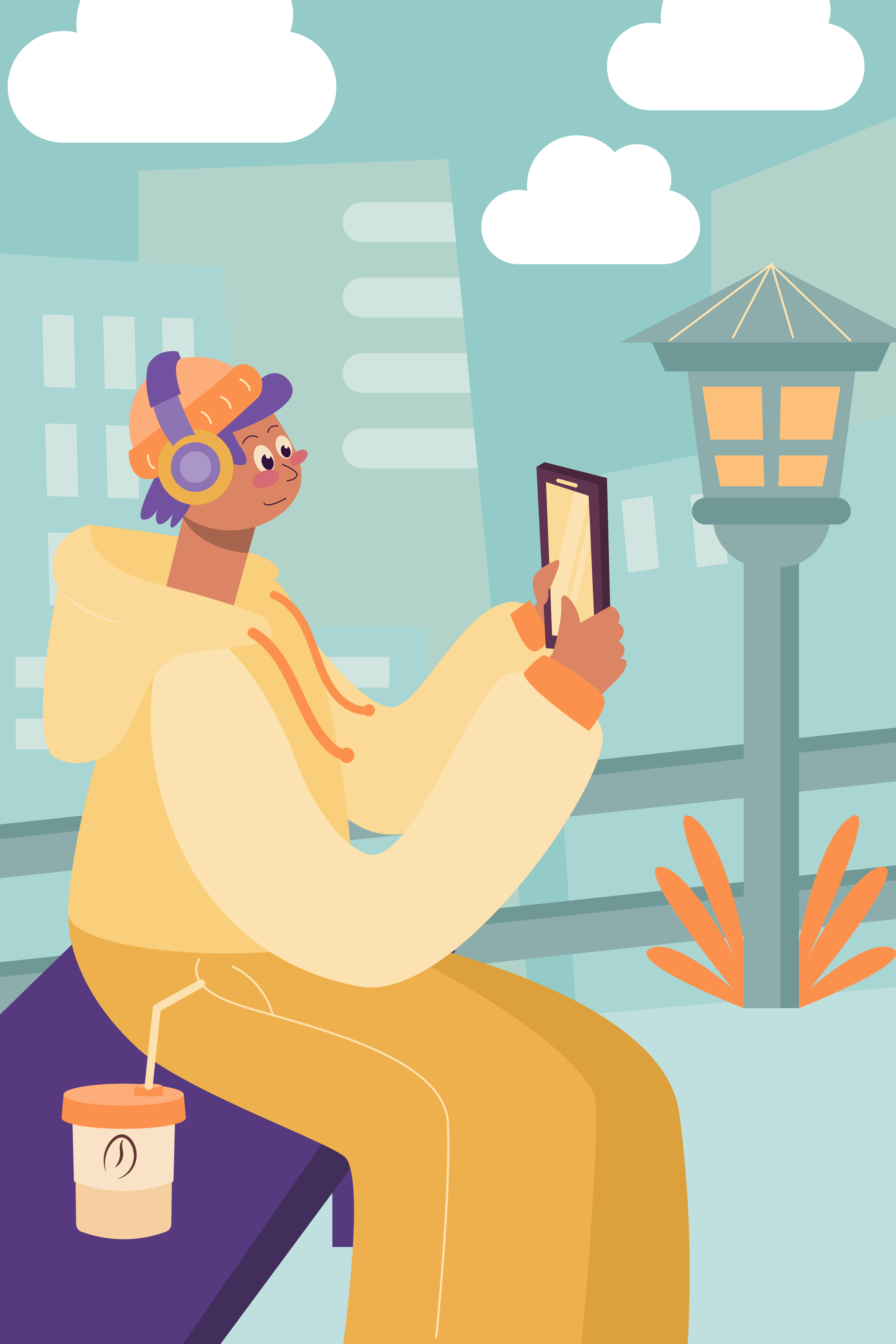 A man sitting on a bench looking at his phone