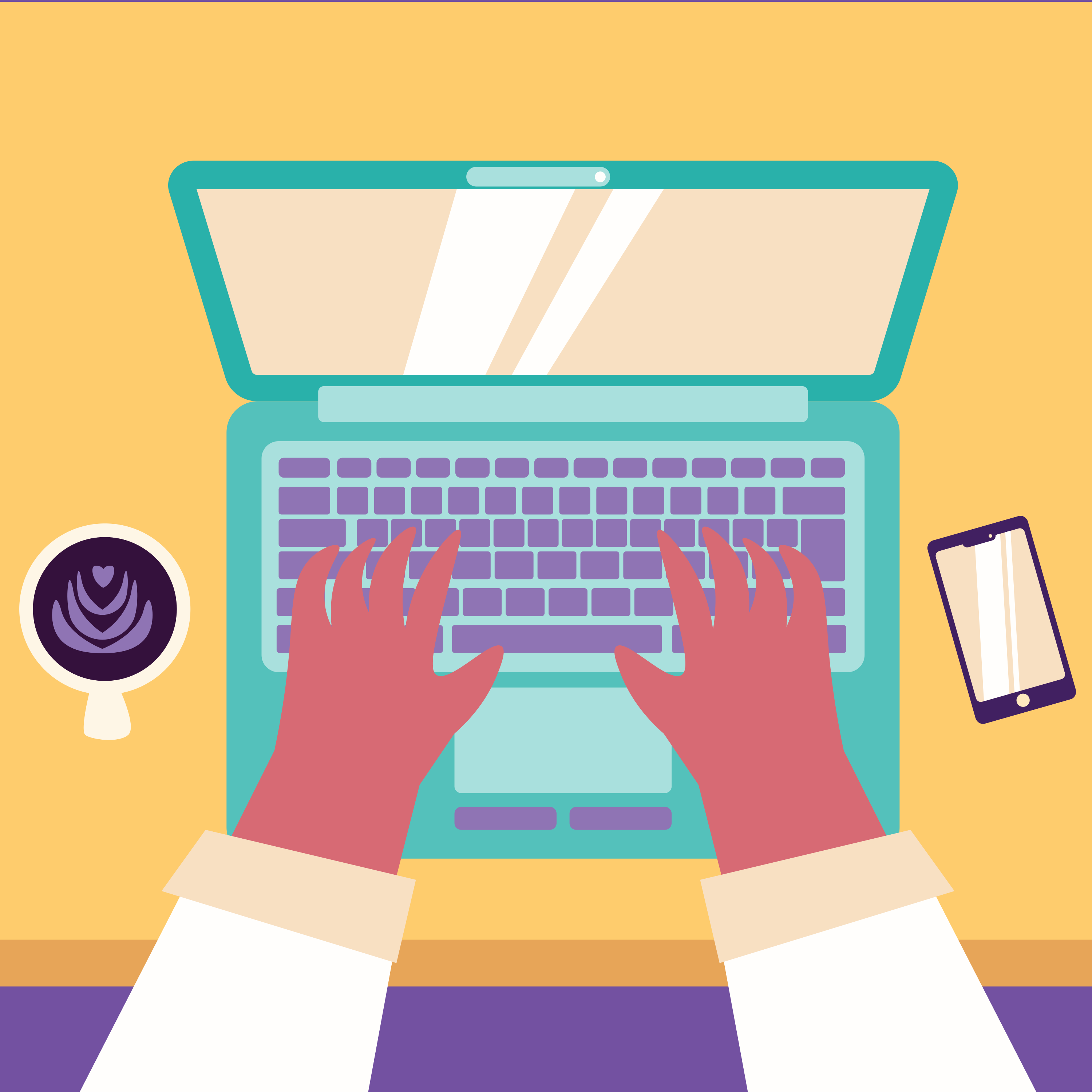 A person typing on a laptop on a desk