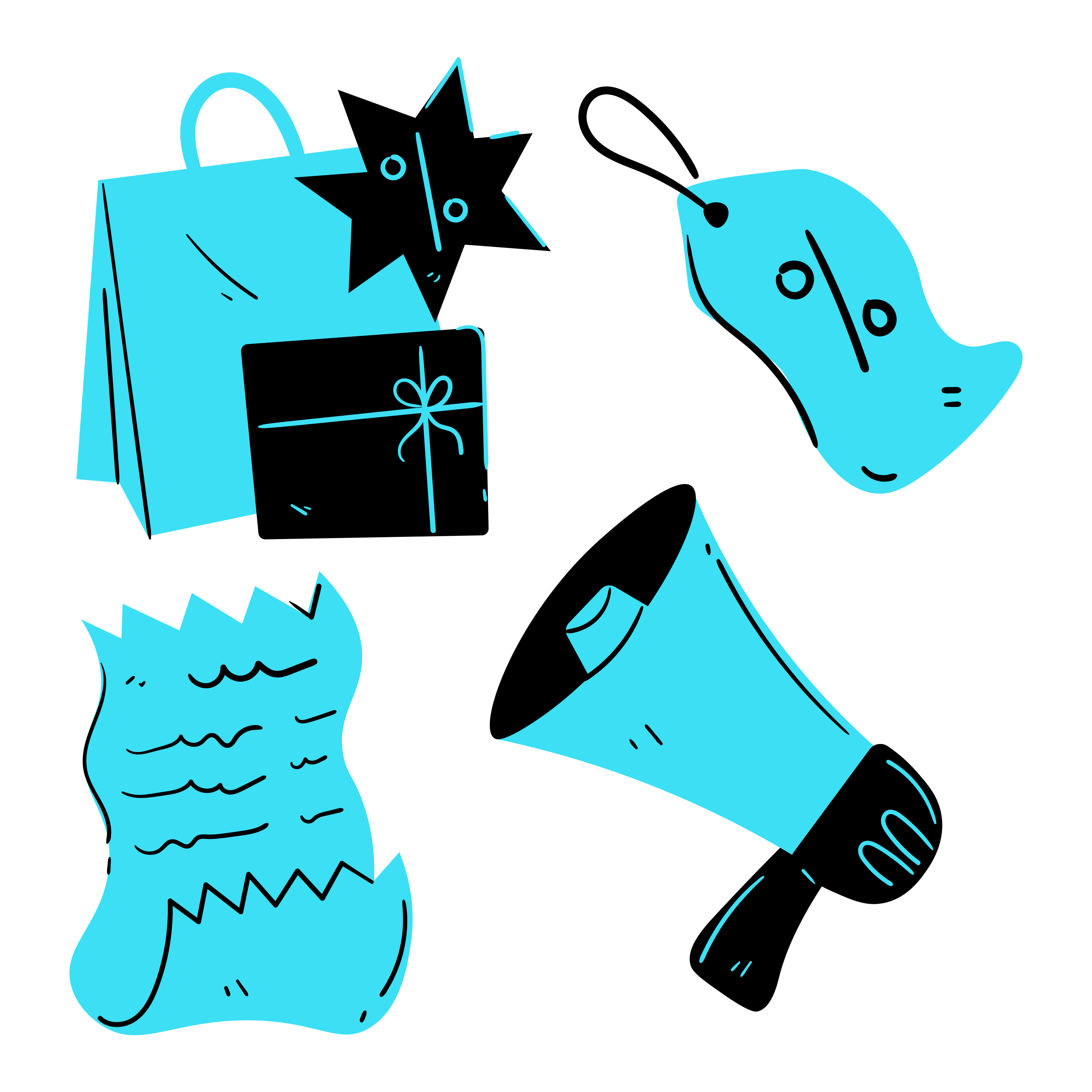 A picture of a bunch of items on a white background