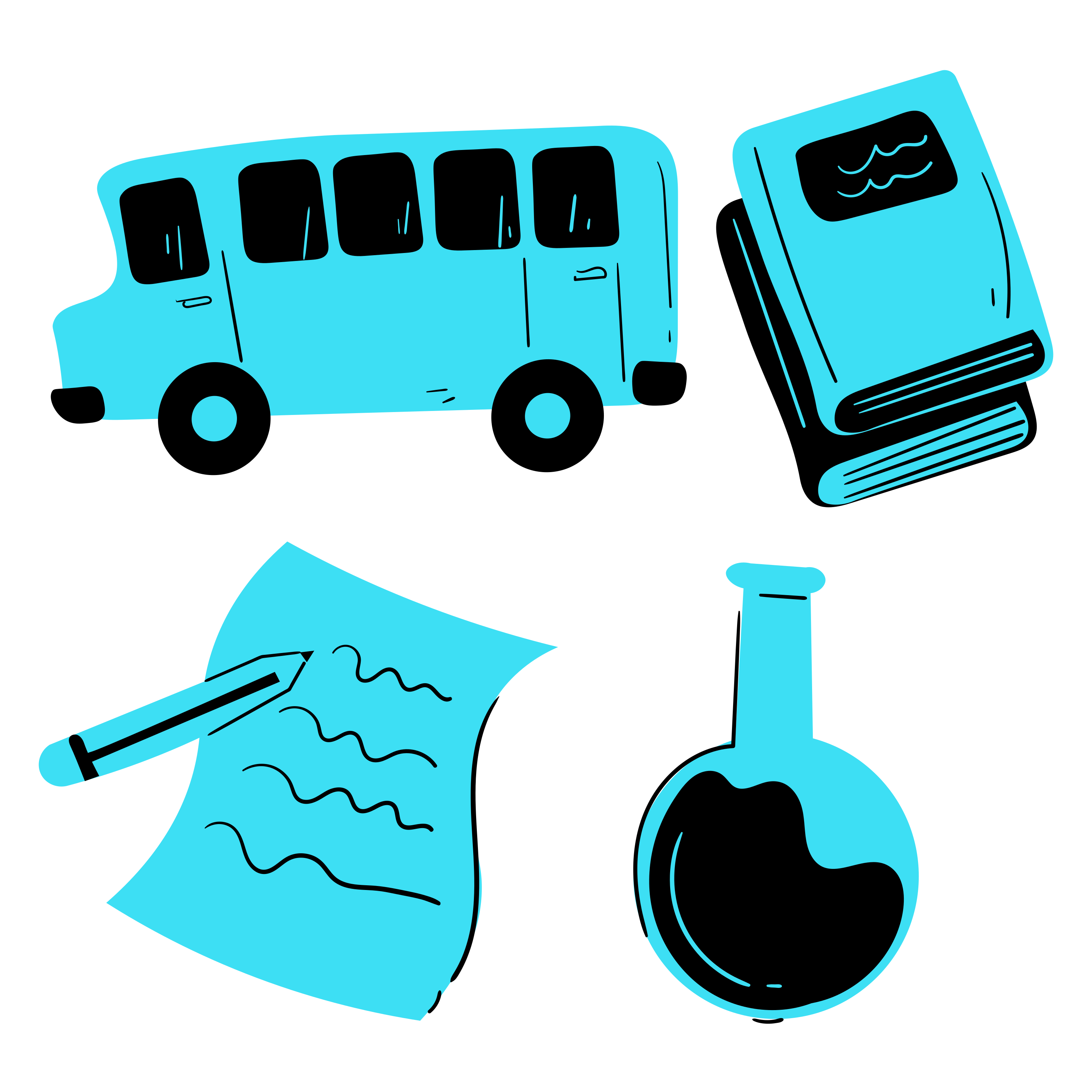 A group of blue objects with a white background