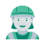 A woman wearing a green hard hat