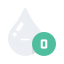 Ein Wassertropfen mit dem Buchstaben o darauf