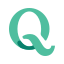 A green q logo on a white background