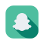 A white snap icon with a long shadow