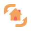 Illustration of a house with arrows circling it, symbolizing a fix and flip project