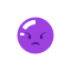 A purple circle with a sad face on it