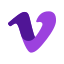A purple v logo on a white background
