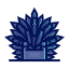 A blue plant sitting on top of a table