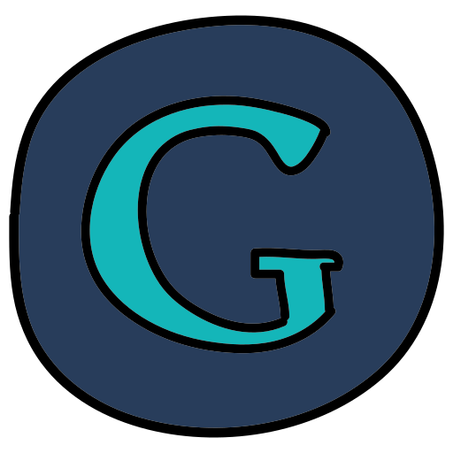 A black and blue circle with the letter g in it