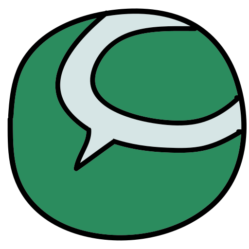 Eine grüne Kugel mit einem weißen Q darauf