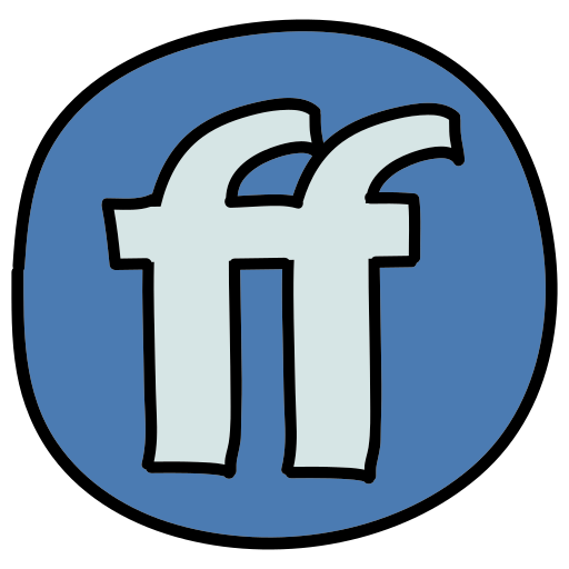 Um círculo azul com a letra f