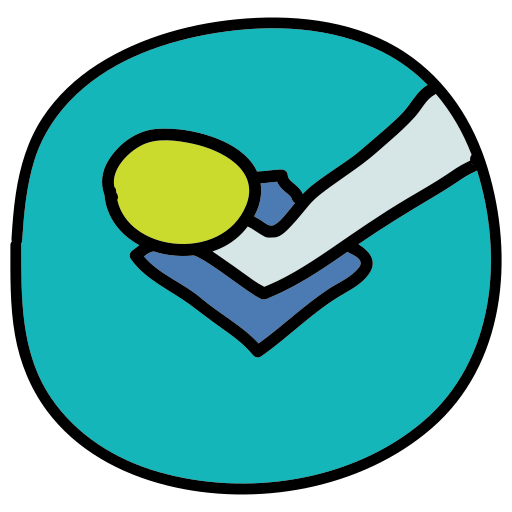 A drawing of a tennis ball and racket