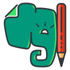 A green elephant with a pencil in its mouth