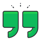 A pair of green speech bubbles with a white background