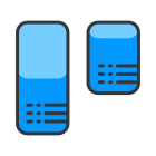 A pair of blue batteries sitting next to each other