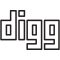 A black and white photo of the word dig on a white background