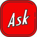 A red square with the word ask on it