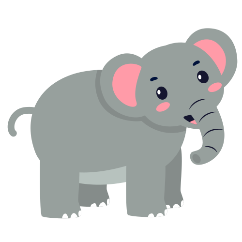 A baby elephant standing on a white background