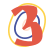 The logo of a company with a red and blue letter