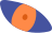 A blue and orange object with a white background