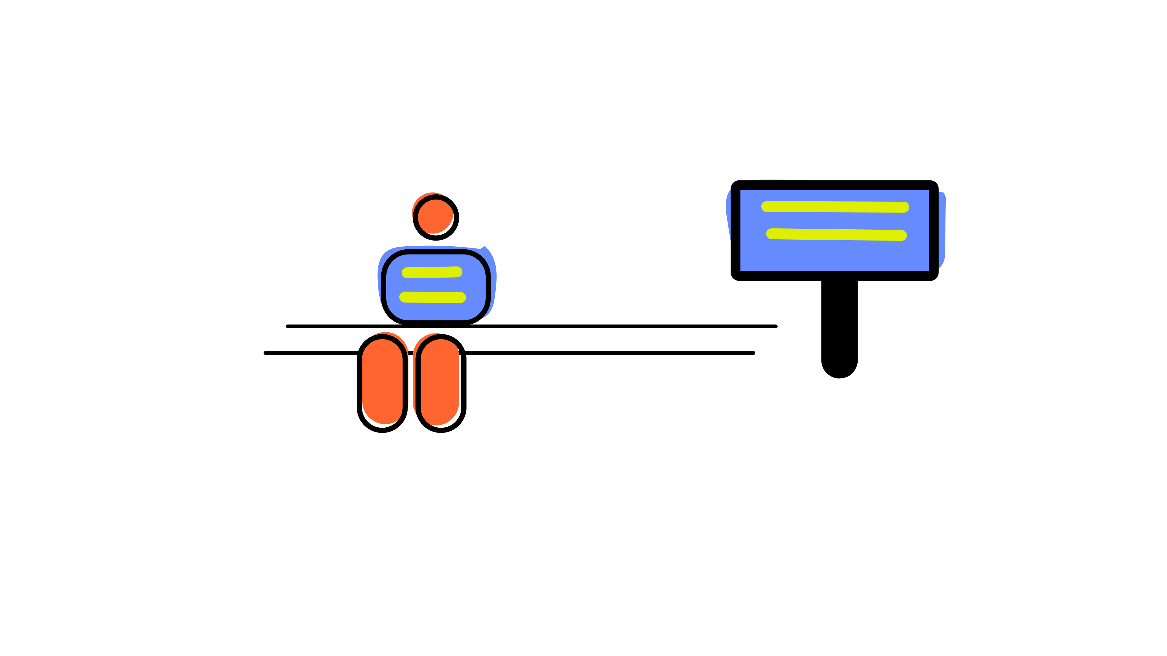 ベンチに座る人物の絵