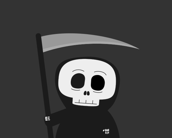 A skeleton with a sculler holding a sculler