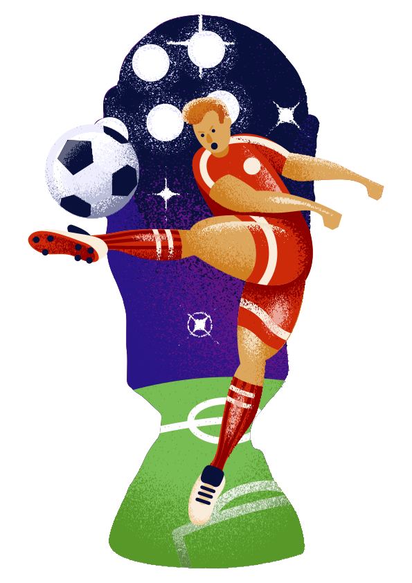 El futbolista patea el balón.