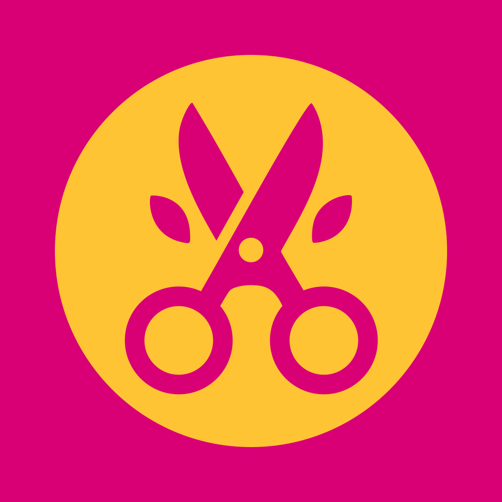 Ciseaux coupant des feuilles, représentés par un logo.