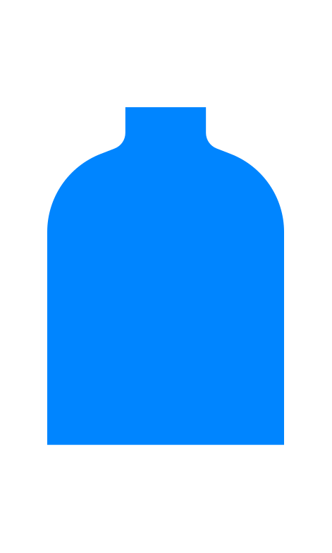 A blue bottle graphic is illustrated on a white background.