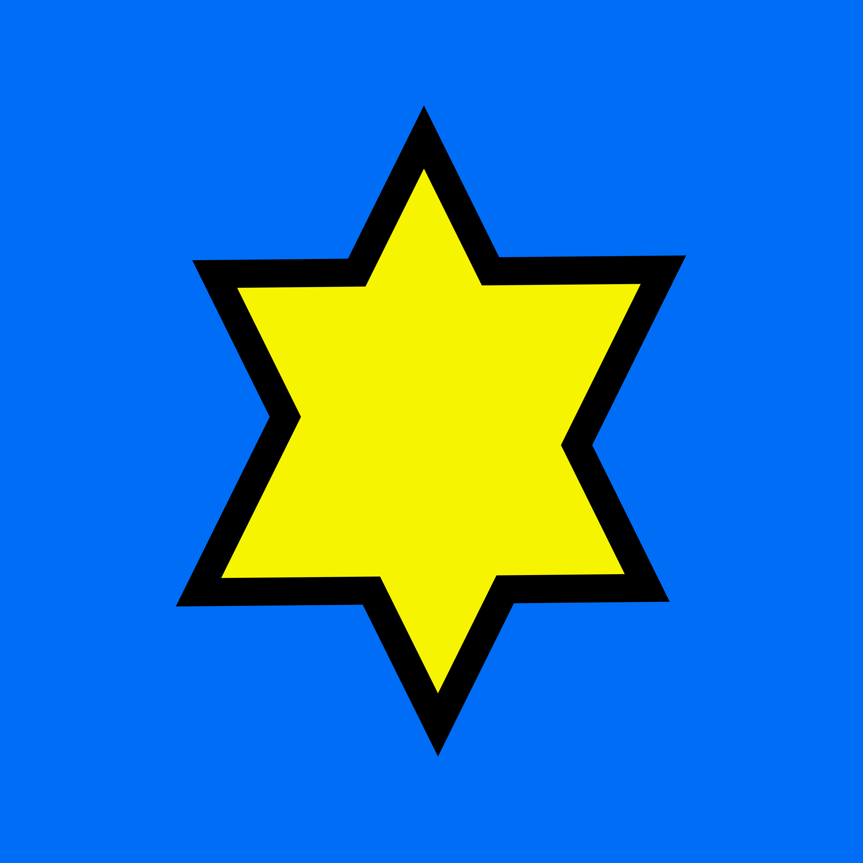 Une étoile de David jaune sur fond bleu.