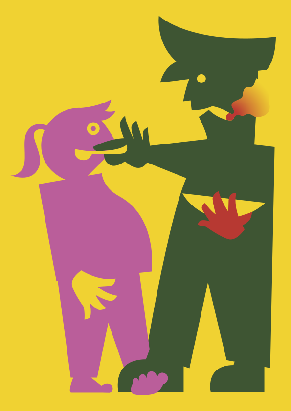 Una figura está atacando a un niño en este gráfico.