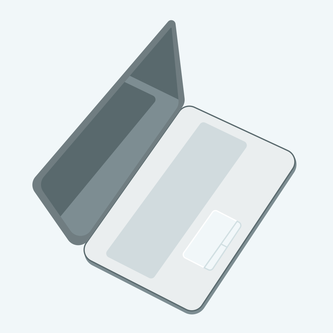 Open laptop on a neutral, light background.