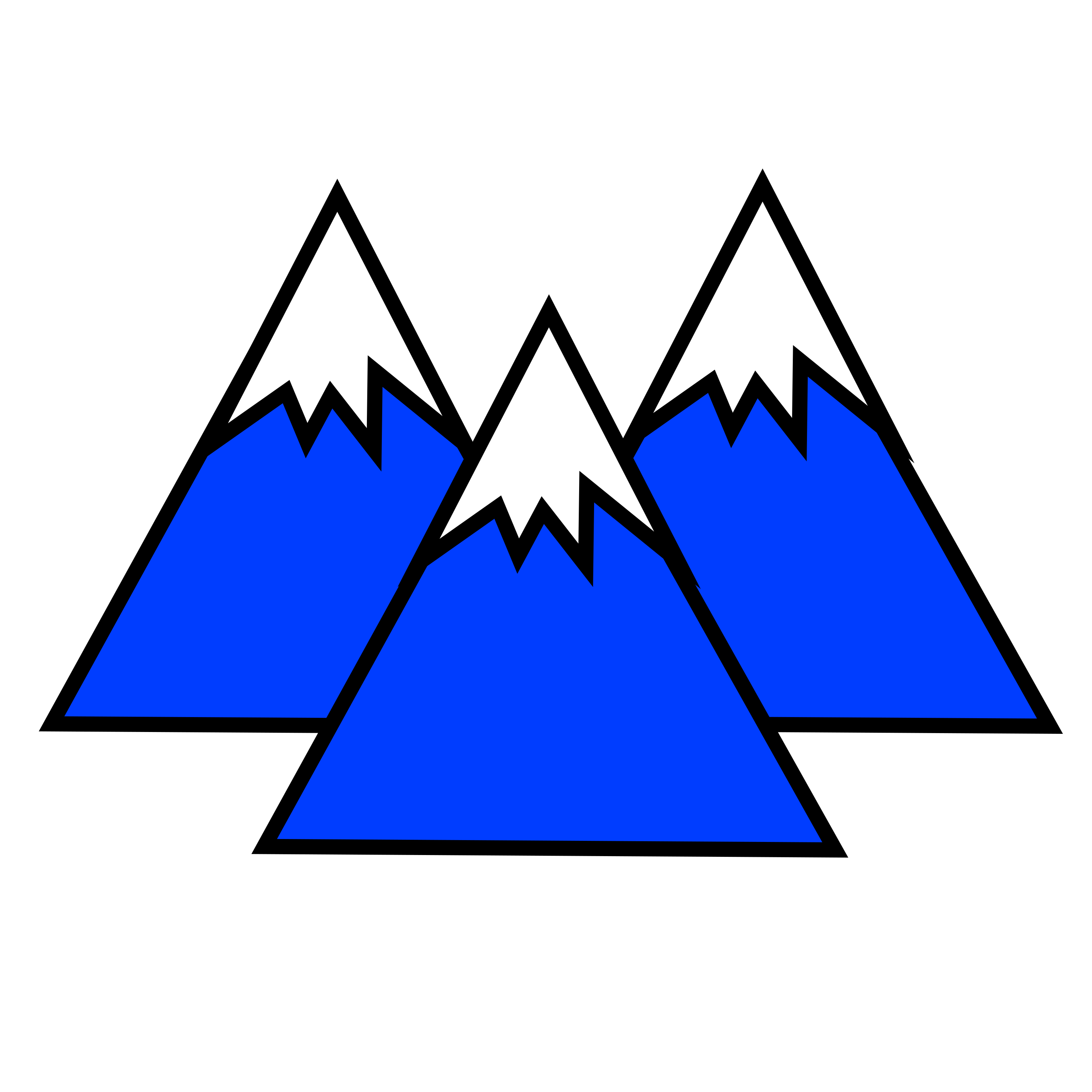 Blue mountains with snow-capped peaks.
