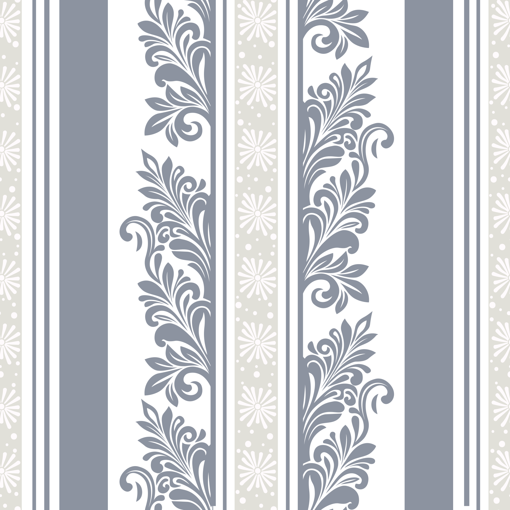 Floral pattern with vertical stripes.