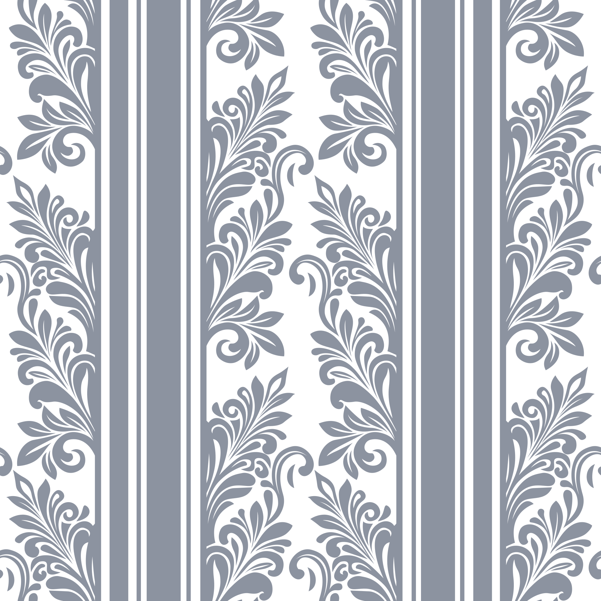 Floral pattern with gray vertical stripes.