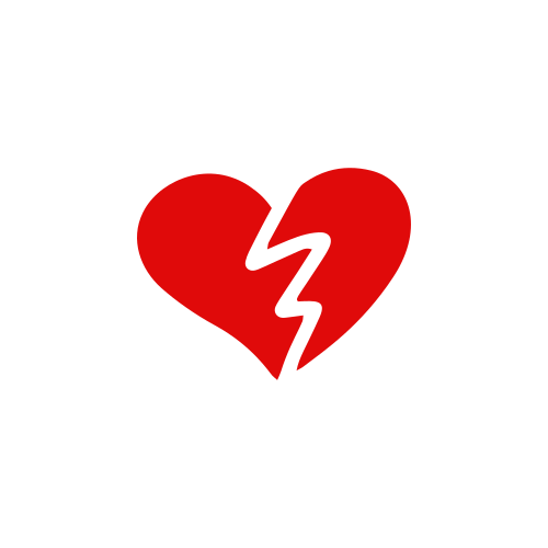 A broken heart represents sadness and loss.